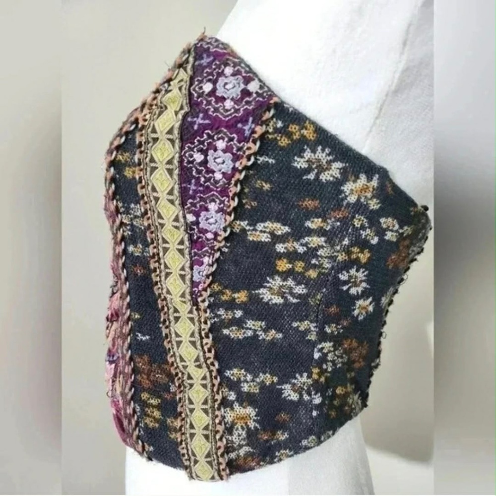 NWT Free People Whimsy Fairycore Woodstock Romantic Velvet Crop Eleni Tube Top L - Picture 6 of 10